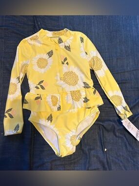 Carter's 3t Yellow Sunflower Long-Sleeve One-Piece Swimsuit